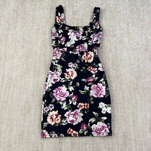 Aqua Floral Bodycon Mini Dress XS